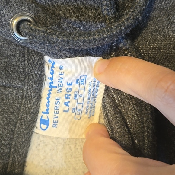 Champion Women Reverse Weave Crop Gray Pullover Hoodie Sweater Hood Sz L - Picture 2 of 5